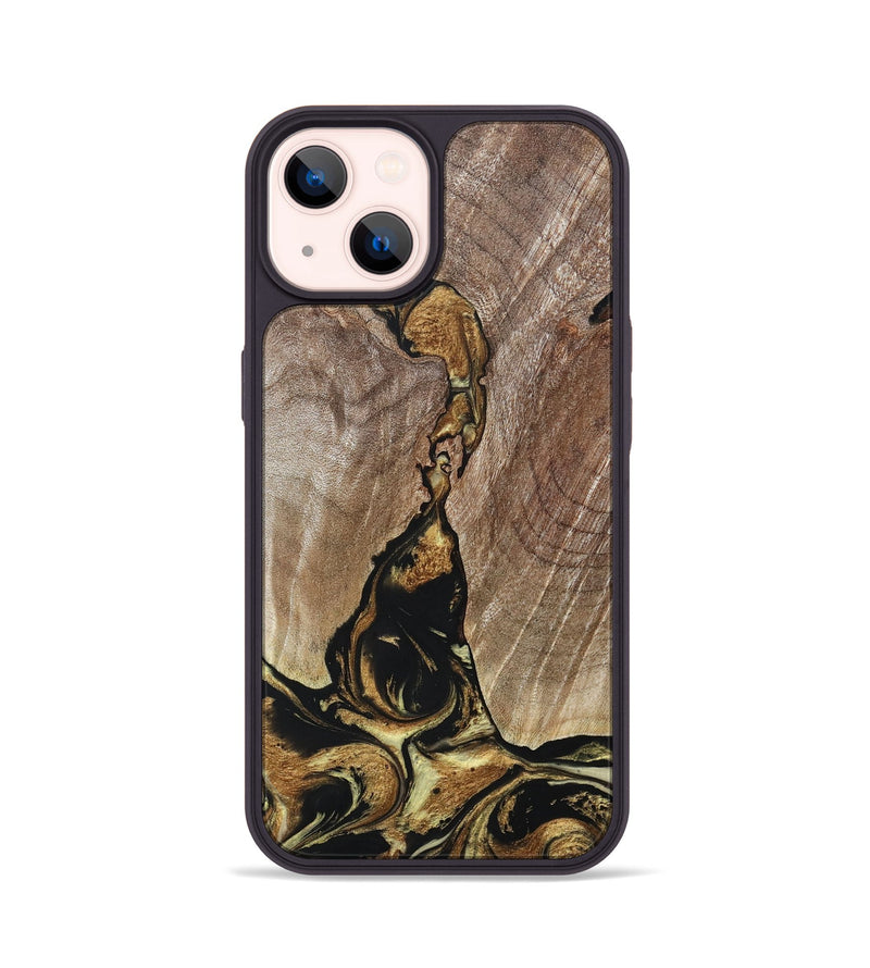 iPhone 14 Wood+Resin Phone Case - Rita (Black & White, 694151)