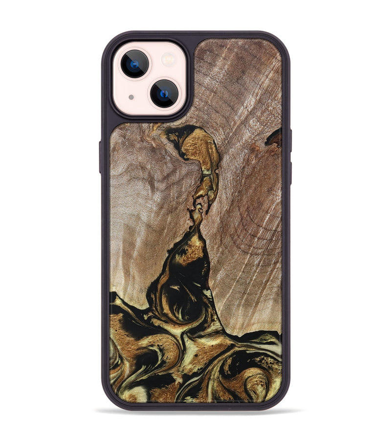 iPhone 14 Plus Wood+Resin Phone Case - Rita (Black & White, 694151)