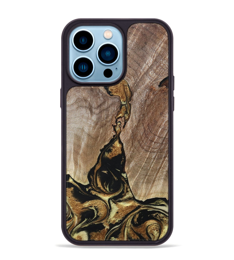 iPhone 14 Pro Max Wood+Resin Phone Case - Rita (Black & White, 694151)
