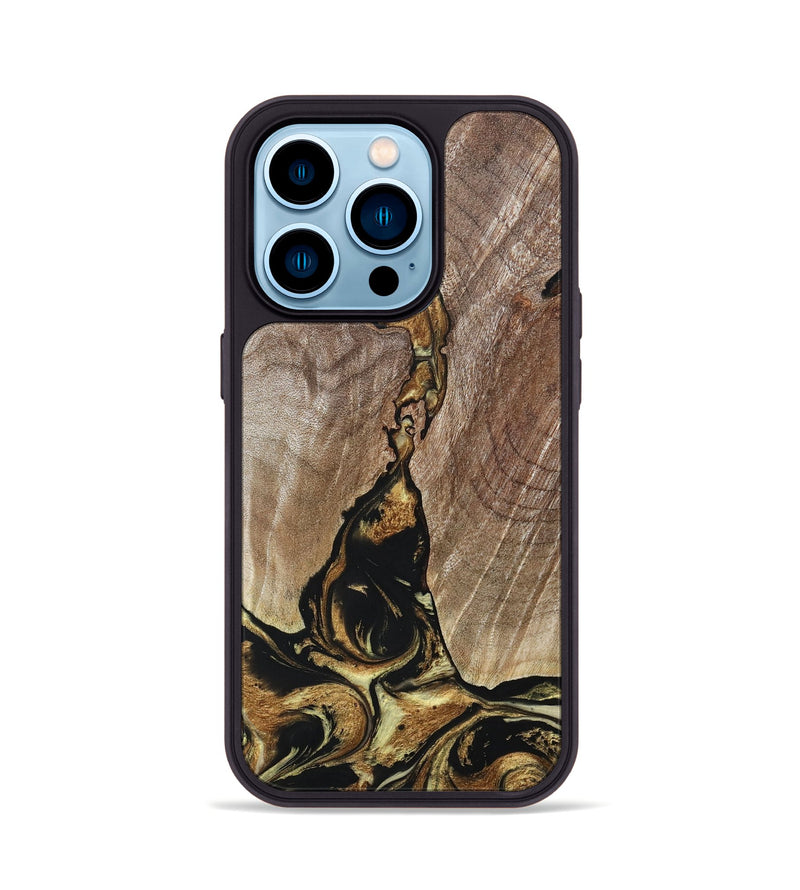 iPhone 14 Pro Wood+Resin Phone Case - Rita (Black & White, 694151)