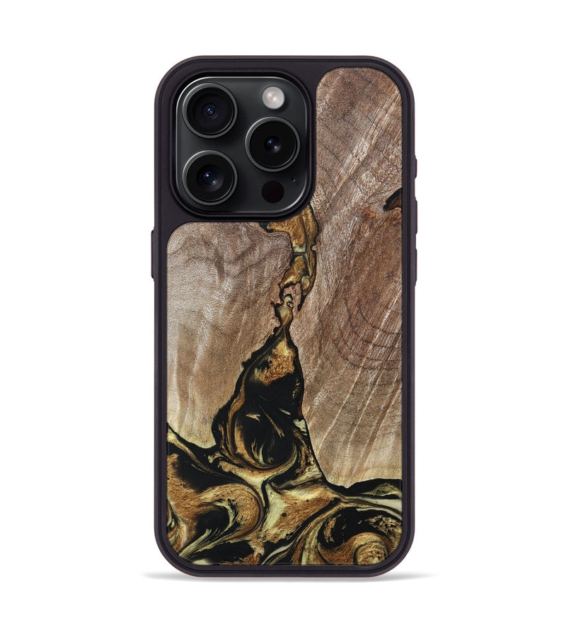 iPhone 15 Pro Wood+Resin Phone Case - Rita (Black & White, 694151)