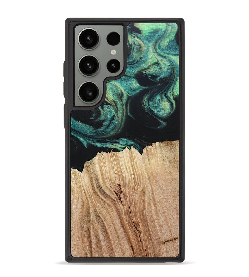 Galaxy S23 Ultra Wood+Resin Phone Case - Latoya (Green, 694155)