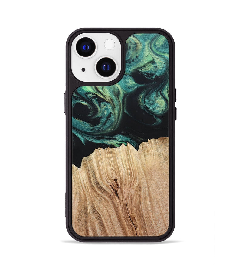 iPhone 13 Wood+Resin Phone Case - Latoya (Green, 694155)