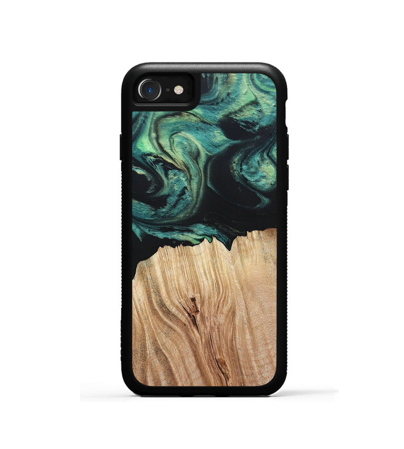 iPhone SE Wood+Resin Phone Case - Latoya (Green, 694155)