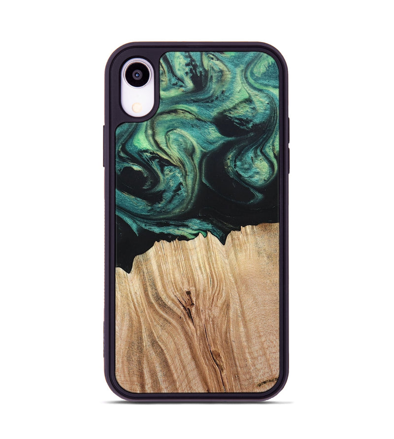 iPhone Xr Wood+Resin Phone Case - Latoya (Green, 694155)