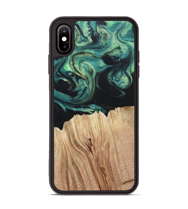 iPhone Xs Max Wood+Resin Phone Case - Latoya (Green, 694155)