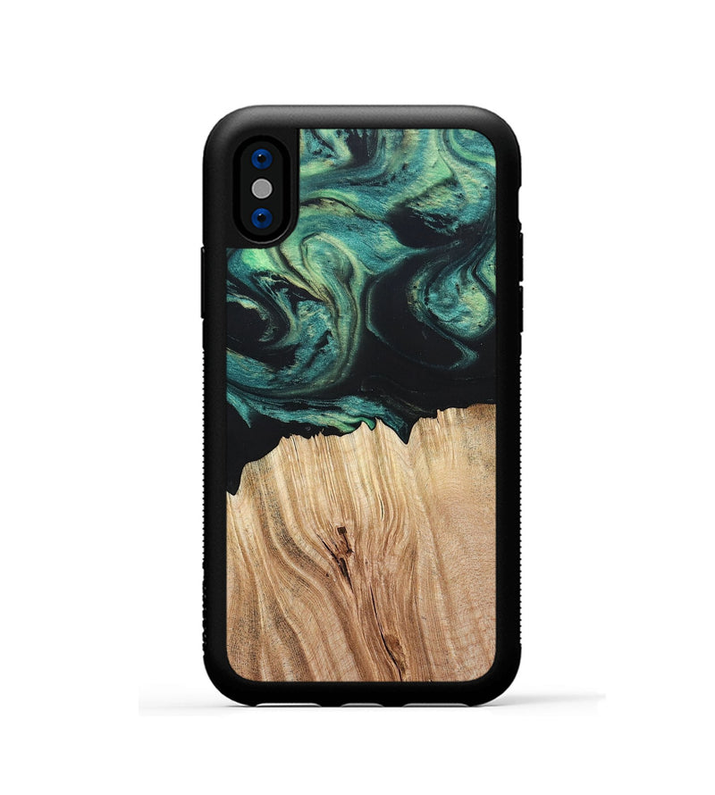 iPhone Xs Wood+Resin Phone Case - Latoya (Green, 694155)