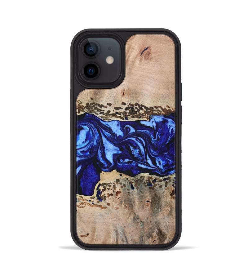 iPhone 12 Wood+Resin Phone Case - Amiyah (Blue, 694171)