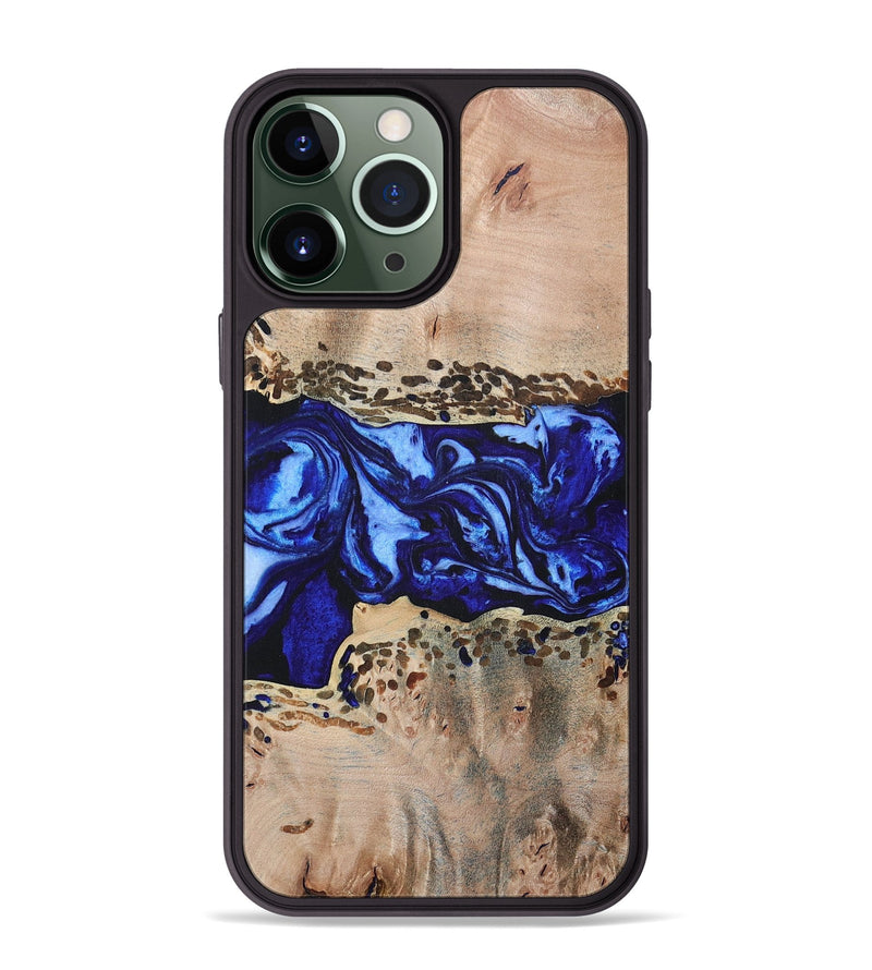 iPhone 13 Pro Max Wood+Resin Phone Case - Amiyah (Blue, 694171)