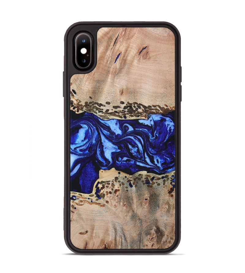 iPhone Xs Max Wood+Resin Phone Case - Amiyah (Blue, 694171)
