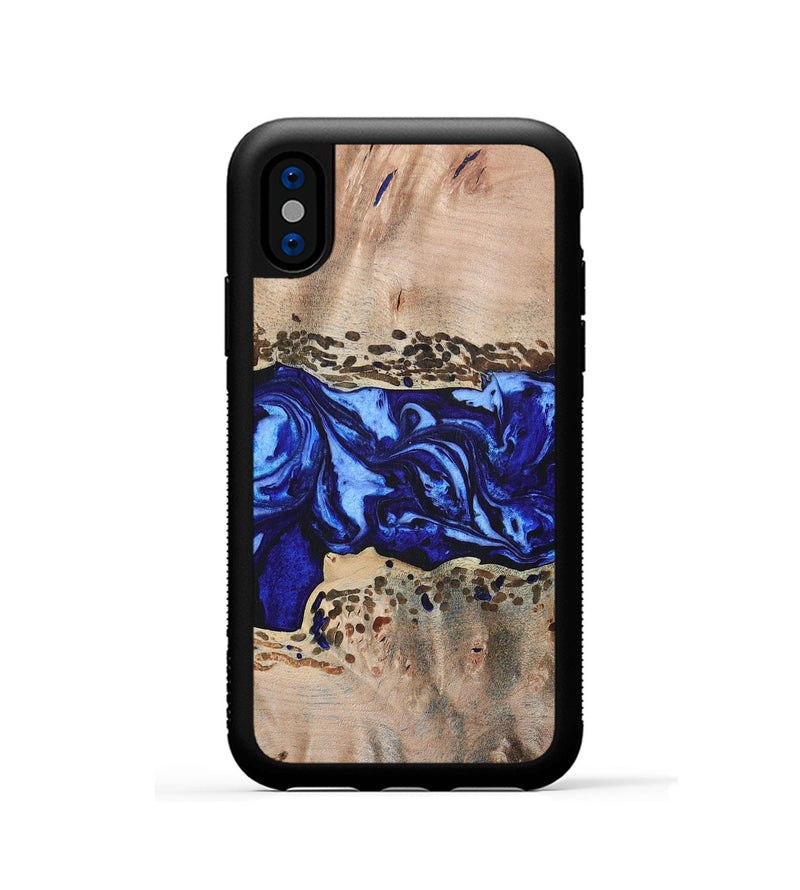 iPhone Xs Wood+Resin Phone Case - Amiyah (Blue, 694171)