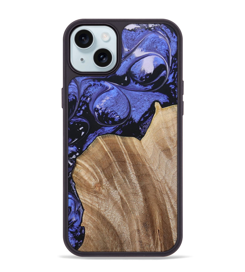 iPhone 15 Plus Wood+Resin Phone Case - Magnolia (Purple, 694178)