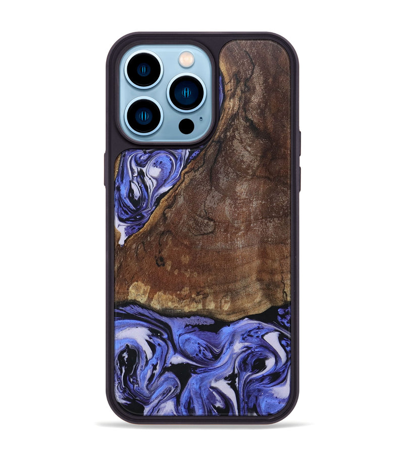 iPhone 14 Pro Max Wood+Resin Phone Case - Myrna (Purple, 694180)
