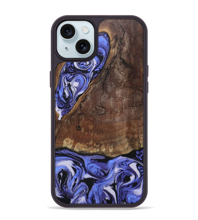 iPhone 15 Plus Wood+Resin Phone Case - Myrna (Purple, 694180)