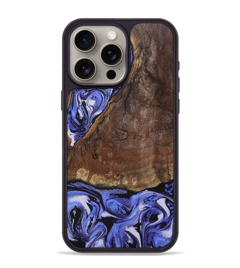 iPhone 15 Pro Max Wood+Resin Phone Case - Myrna (Purple, 694180)