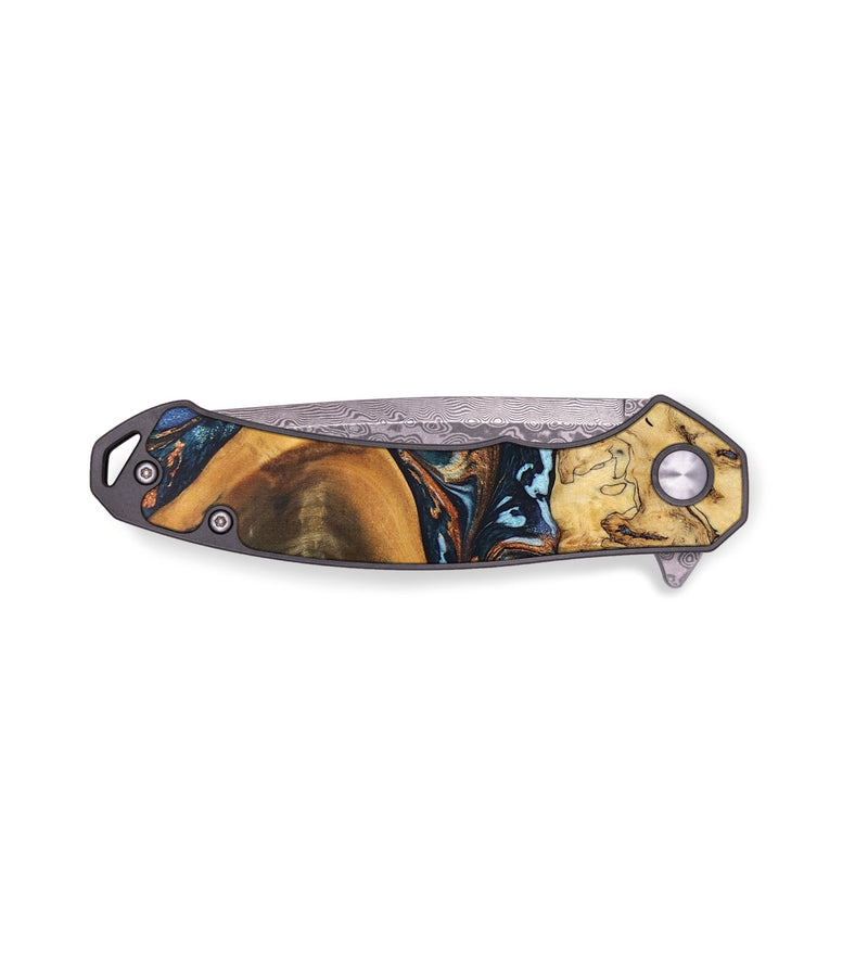 EDC Wood+Resin Pocket Knife - Kendrick (Teal & Gold, 694248)