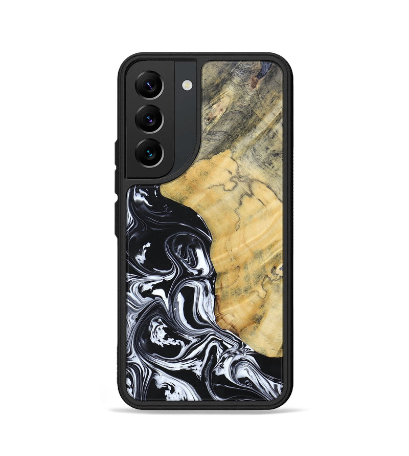 Galaxy S22 Wood+Resin Phone Case - Lucinda (Black & White, 694281)