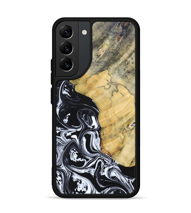 Galaxy S22 Plus Wood+Resin Phone Case - Lucinda (Black & White, 694281)
