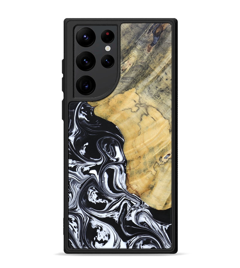 Galaxy S22 Ultra Wood+Resin Phone Case - Lucinda (Black & White, 694281)