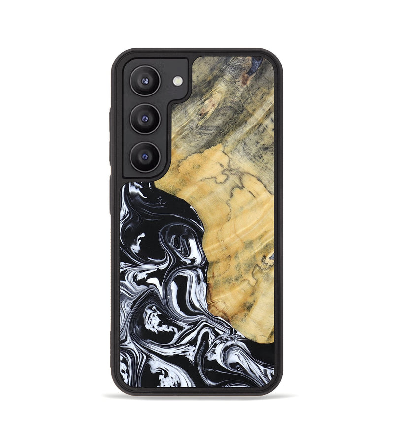 Galaxy S23 Wood+Resin Phone Case - Lucinda (Black & White, 694281)