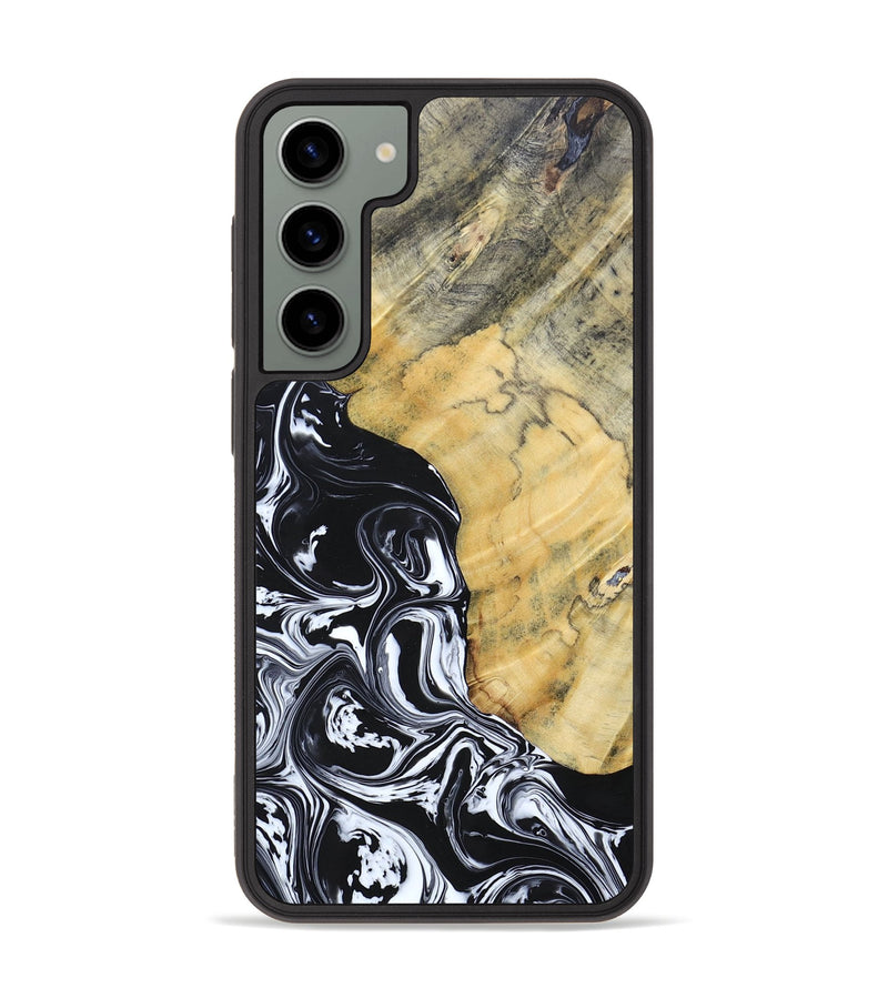 Galaxy S23 Plus Wood+Resin Phone Case - Lucinda (Black & White, 694281)