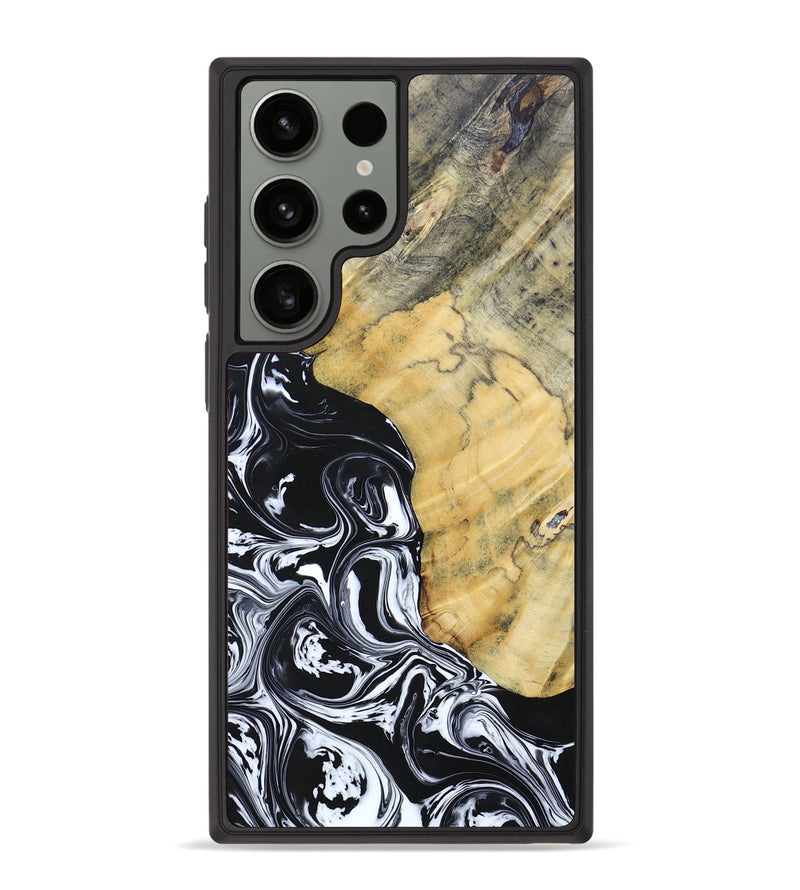 Galaxy S23 Ultra Wood+Resin Phone Case - Lucinda (Black & White, 694281)