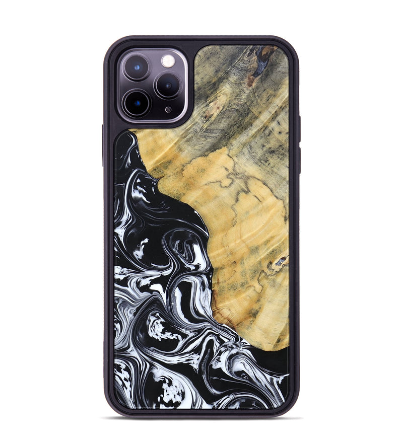 iPhone 11 Pro Max Wood+Resin Phone Case - Lucinda (Black & White, 694281)