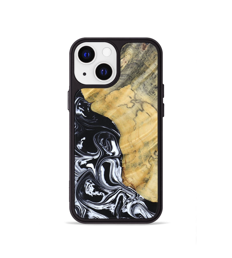 iPhone 13 mini Wood+Resin Phone Case - Lucinda (Black & White, 694281)