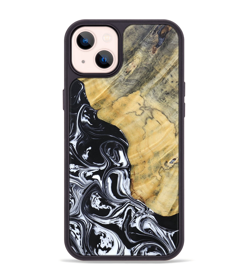 iPhone 14 Plus Wood+Resin Phone Case - Lucinda (Black & White, 694281)