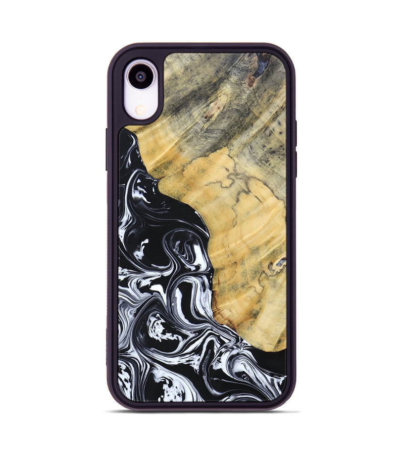 iPhone Xr Wood+Resin Phone Case - Lucinda (Black & White, 694281)