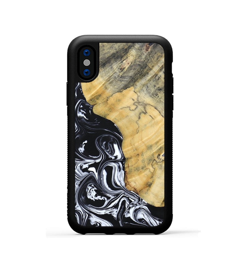 iPhone Xs Wood+Resin Phone Case - Lucinda (Black & White, 694281)