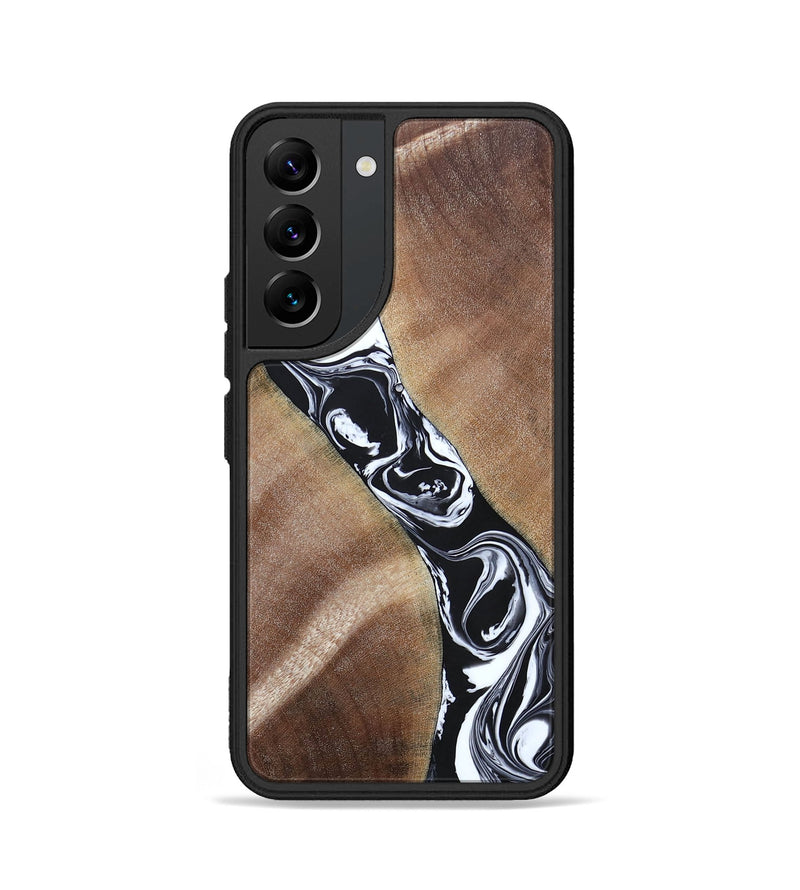 Galaxy S22 Wood+Resin Phone Case - Maxwell (Black & White, 694283)