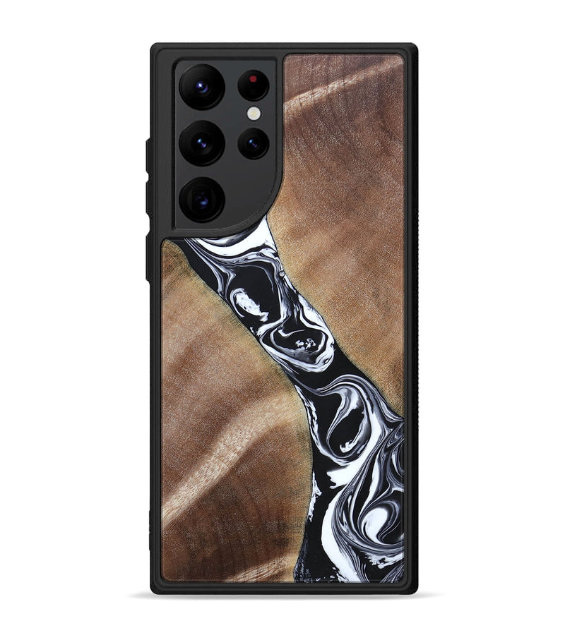 Galaxy S22 Ultra Wood+Resin Phone Case - Maxwell (Black & White, 694283)