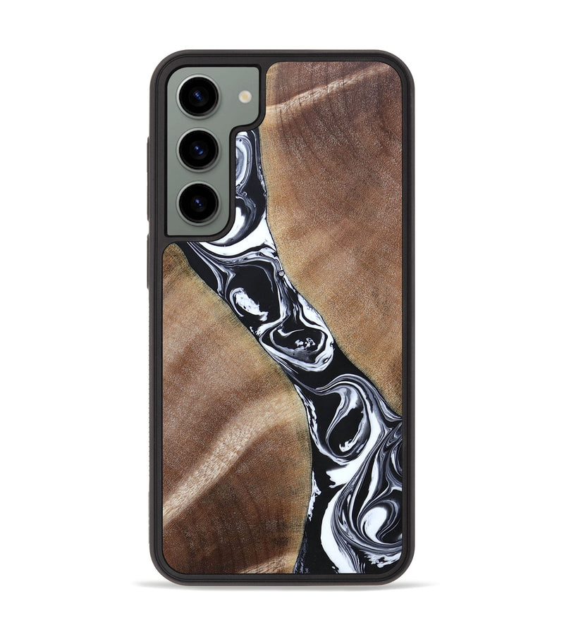 Galaxy S23 Plus Wood+Resin Phone Case - Maxwell (Black & White, 694283)