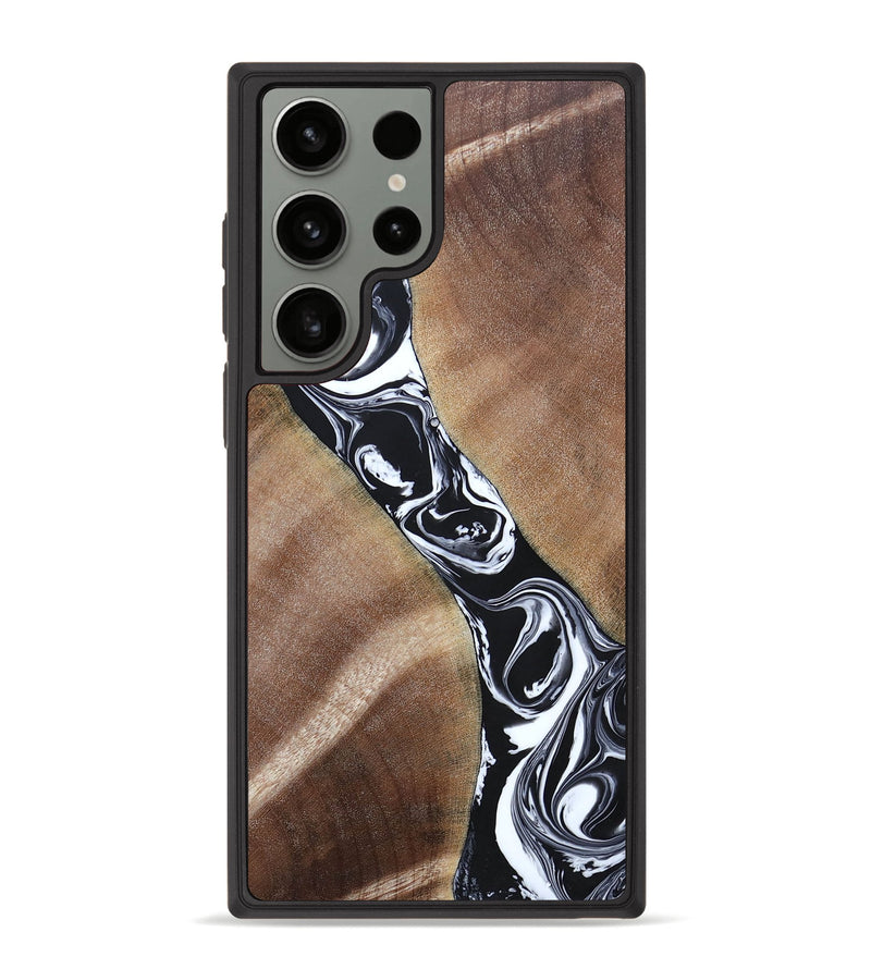 Galaxy S23 Ultra Wood+Resin Phone Case - Maxwell (Black & White, 694283)