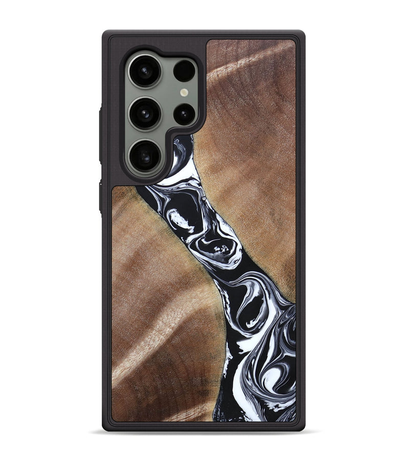 Galaxy S24 Ultra Wood+Resin Phone Case - Maxwell (Black & White, 694283)