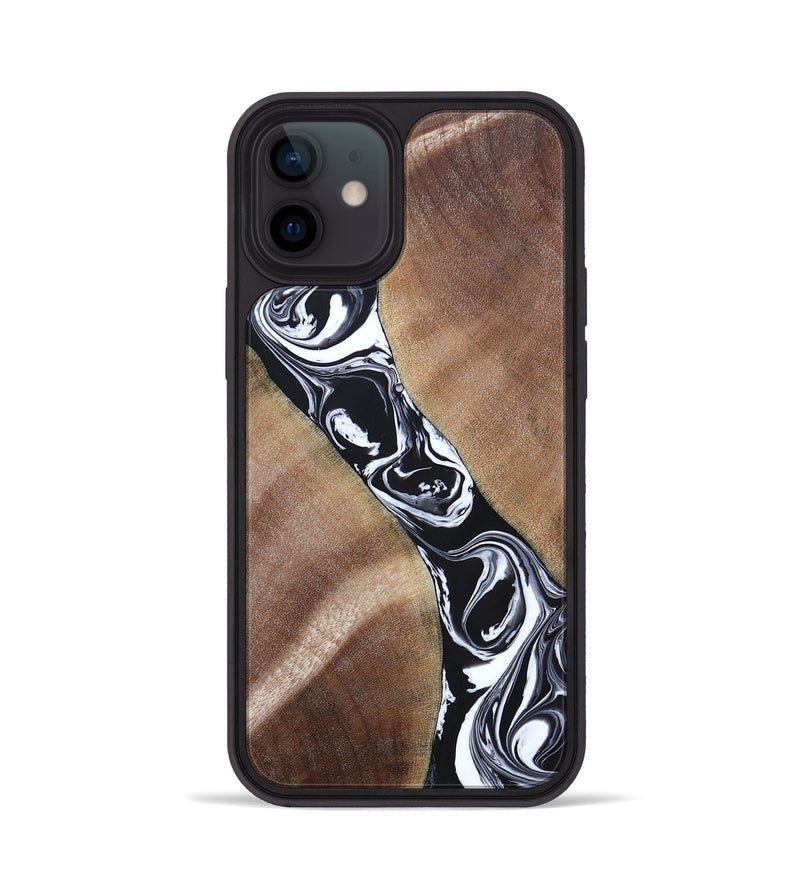 iPhone 12 Wood+Resin Phone Case - Maxwell (Black & White, 694283)