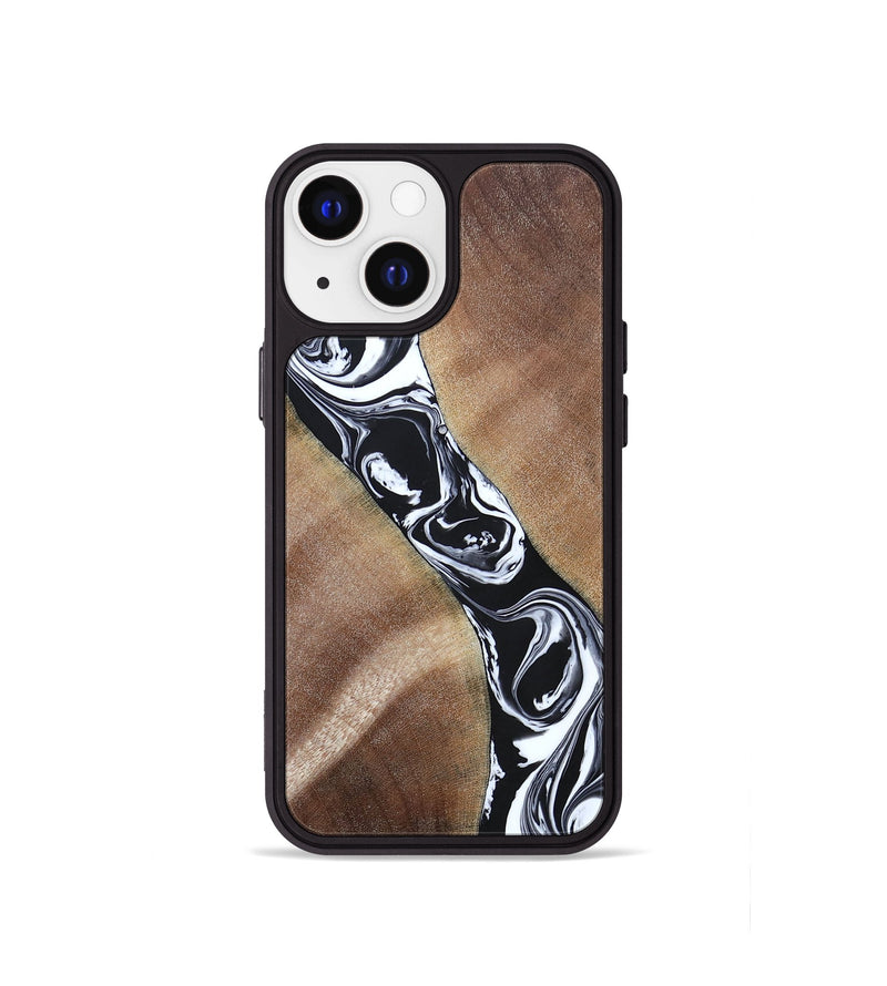 iPhone 13 mini Wood+Resin Phone Case - Maxwell (Black & White, 694283)