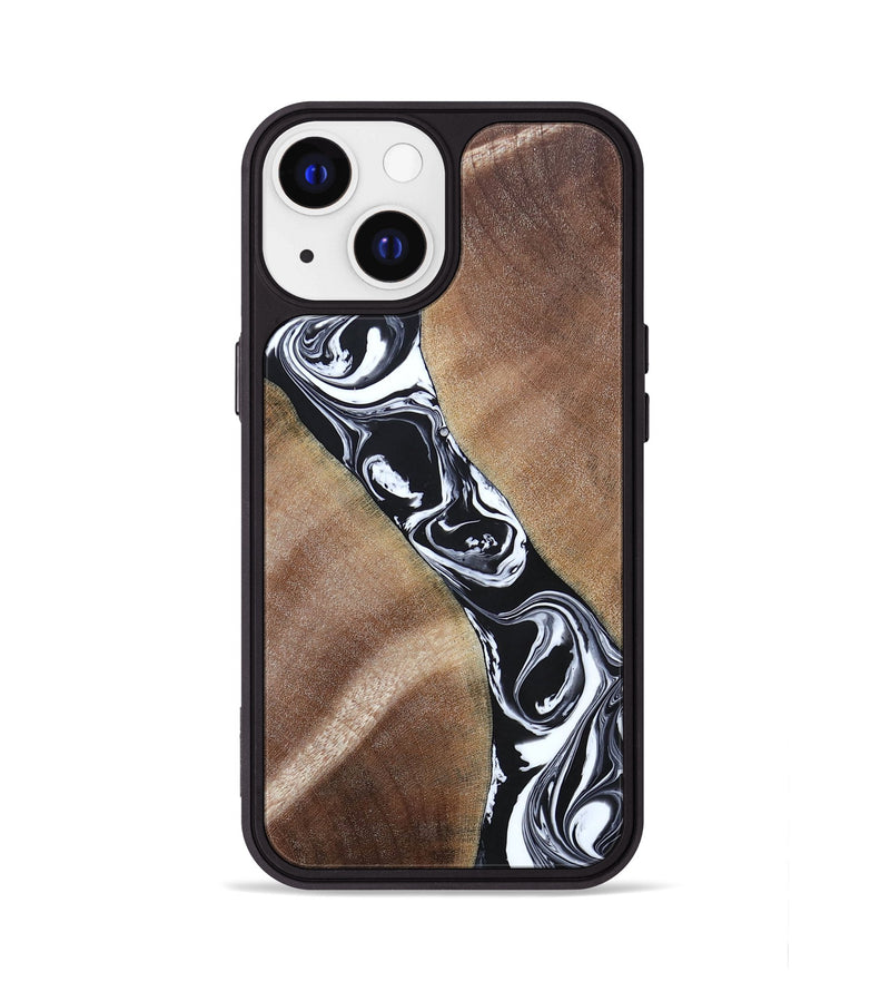 iPhone 13 Wood+Resin Phone Case - Maxwell (Black & White, 694283)