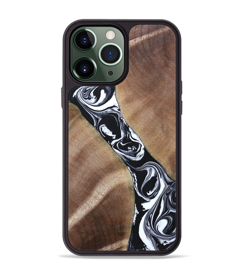 iPhone 13 Pro Max Wood+Resin Phone Case - Maxwell (Black & White, 694283)