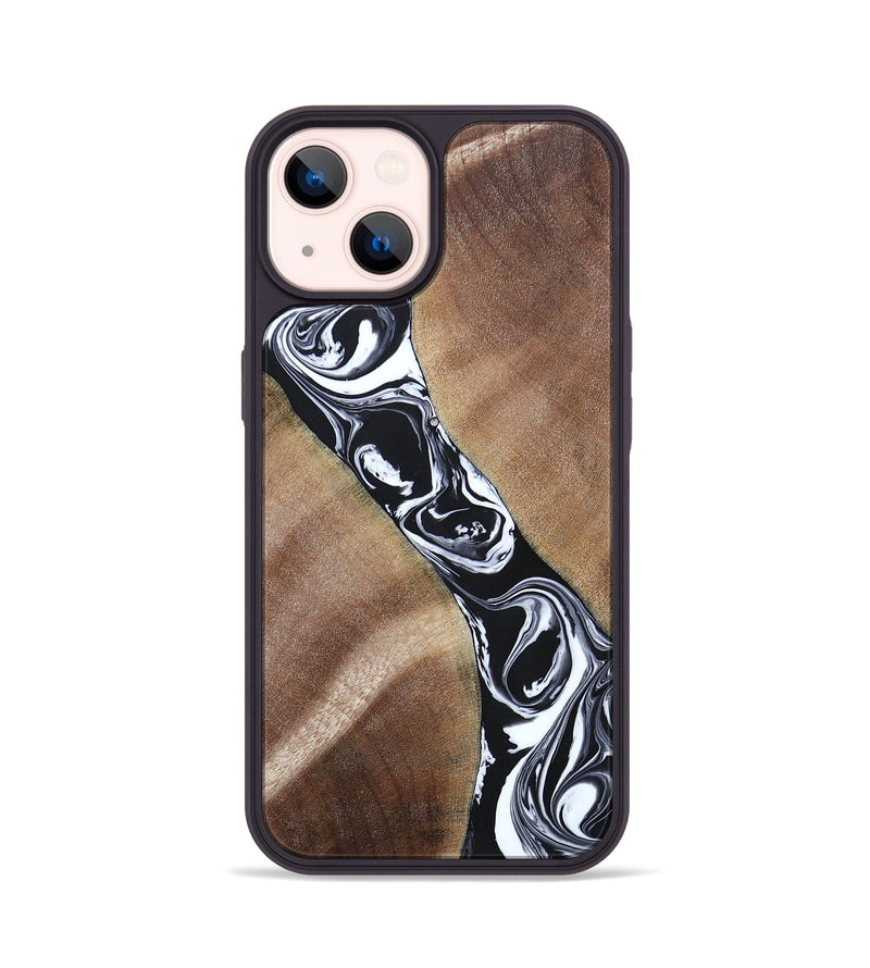 iPhone 14 Wood+Resin Phone Case - Maxwell (Black & White, 694283)