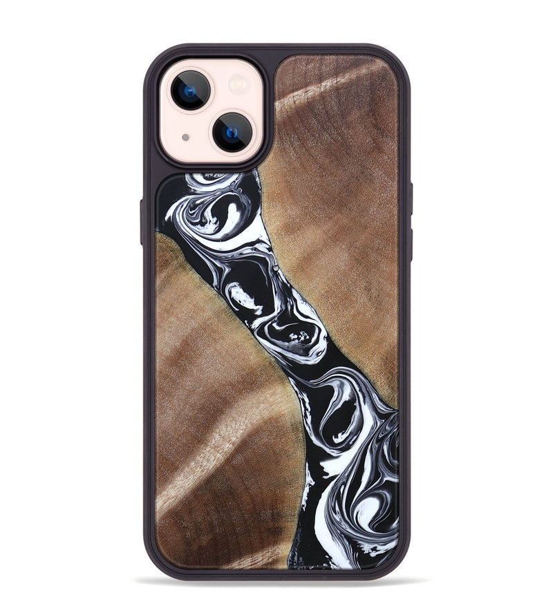 iPhone 14 Plus Wood+Resin Phone Case - Maxwell (Black & White, 694283)