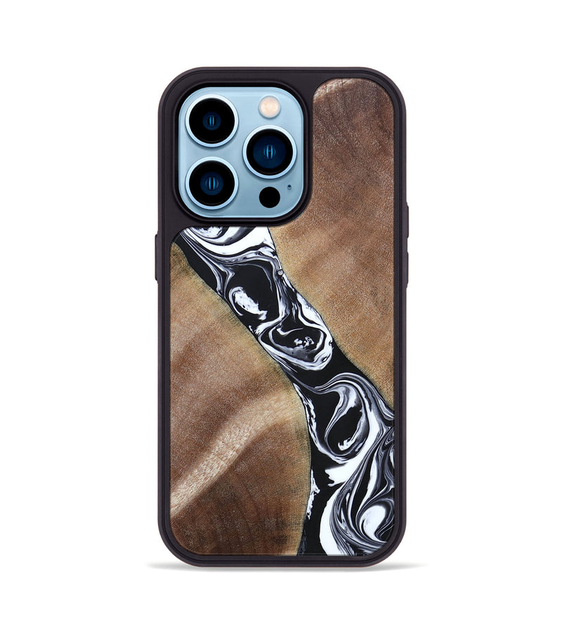 iPhone 14 Pro Wood+Resin Phone Case - Maxwell (Black & White, 694283)