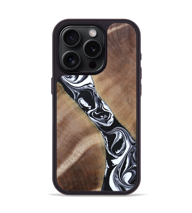 iPhone 15 Pro Wood+Resin Phone Case - Maxwell (Black & White, 694283)