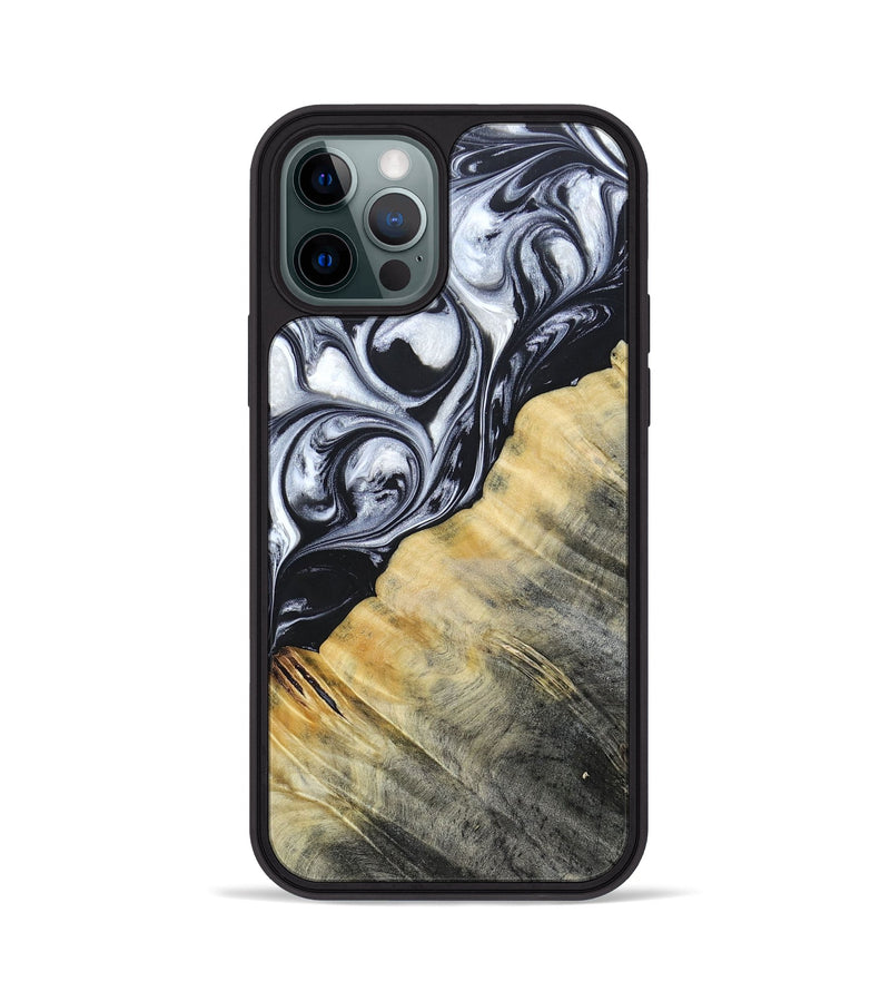iPhone 12 Pro Wood+Resin Phone Case - Luca (Black & White, 694286)