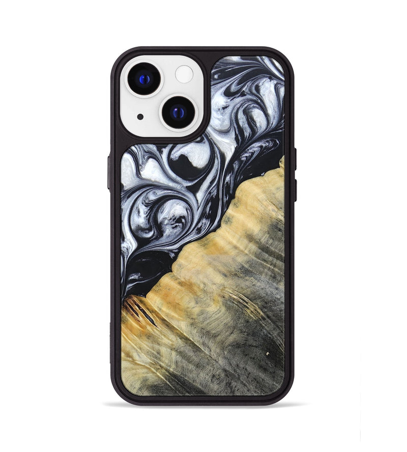 iPhone 13 Wood+Resin Phone Case - Luca (Black & White, 694286)