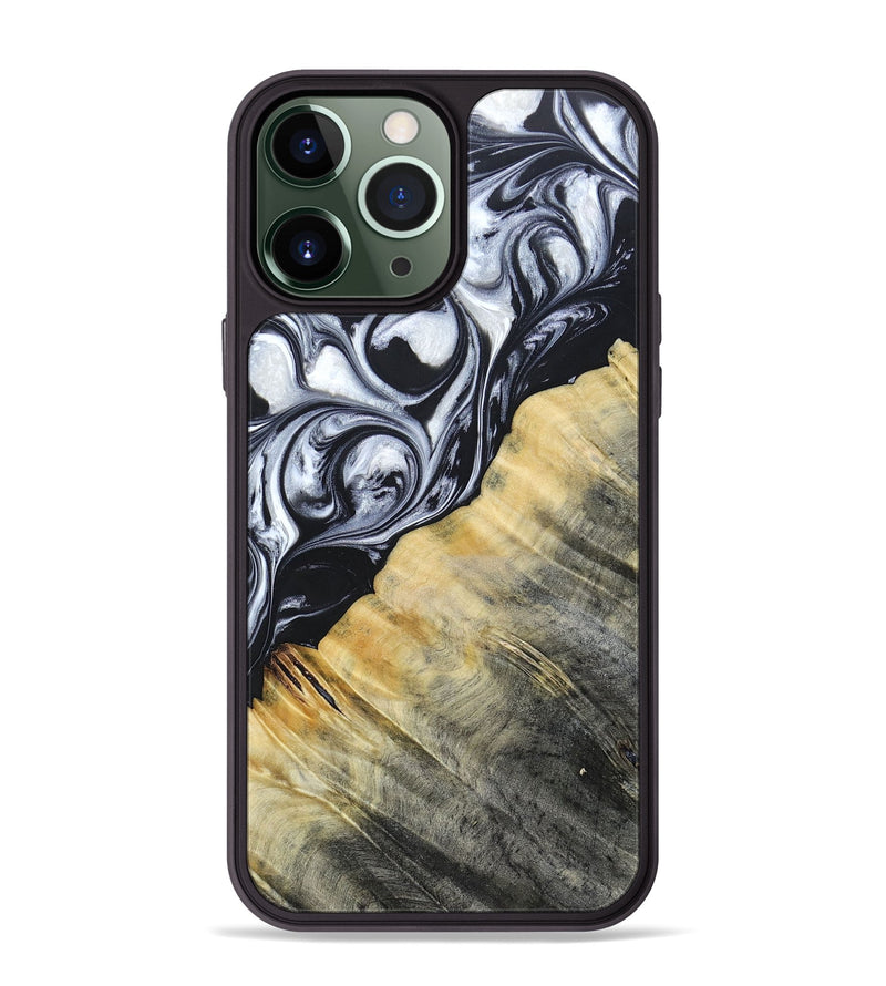 iPhone 13 Pro Max Wood+Resin Phone Case - Luca (Black & White, 694286)