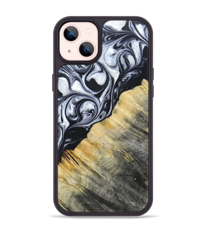 iPhone 14 Plus Wood+Resin Phone Case - Luca (Black & White, 694286)