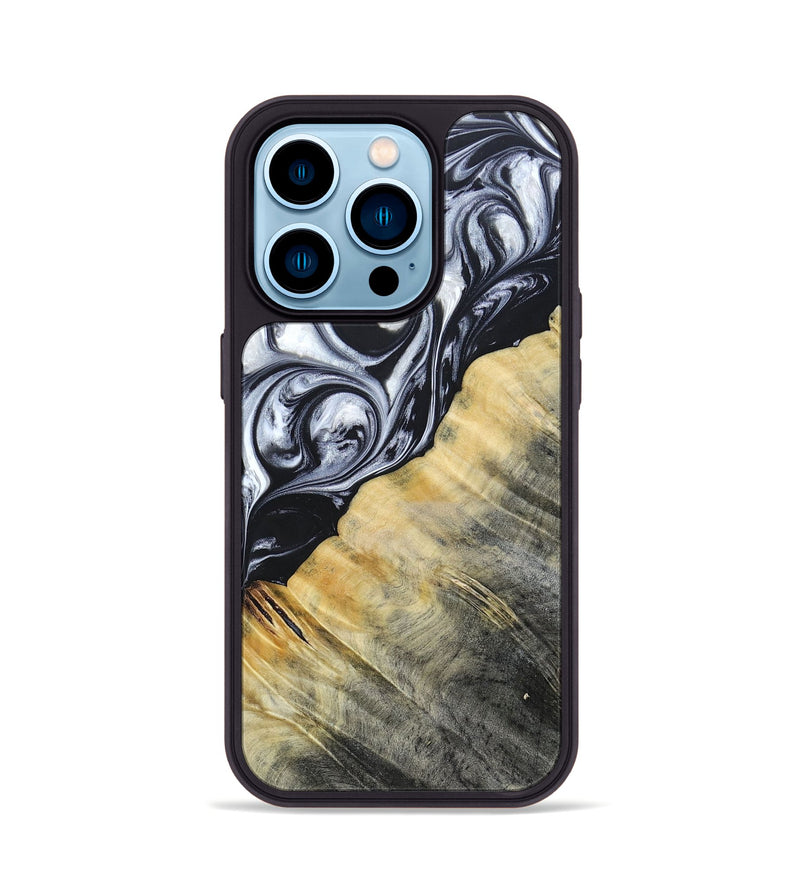 iPhone 14 Pro Wood+Resin Phone Case - Luca (Black & White, 694286)