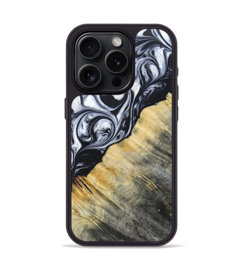 iPhone 15 Pro Wood+Resin Phone Case - Luca (Black & White, 694286)